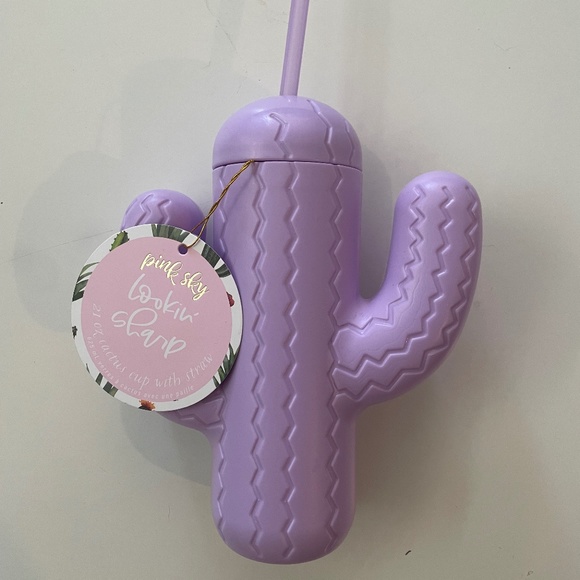 Pink Sky - Purple Lavender plastic tumbler cactus cup w/ straw - Picture 1 of 2